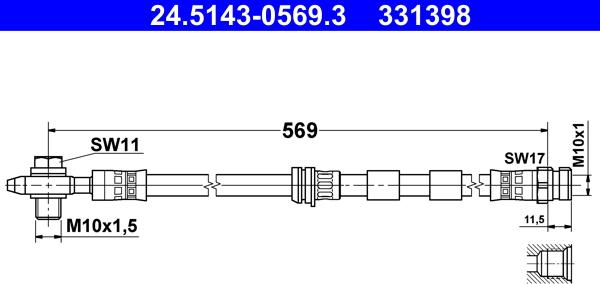 ATE 24.5143-0569.3 - Bremžu šļūtene ps1.lv