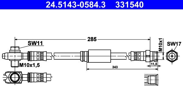 ATE 24.5143-0584.3 - Bremžu šļūtene ps1.lv