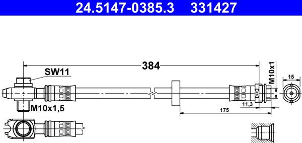 ATE 24.5147-0385.3 - Bremžu šļūtene ps1.lv