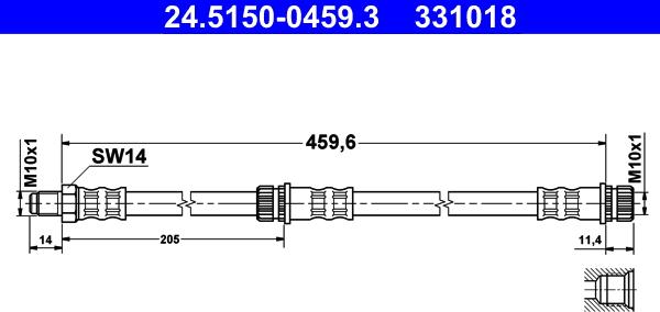 ATE 24.5150-0459.3 - Bremžu šļūtene ps1.lv