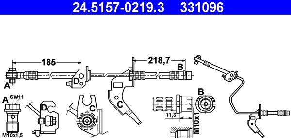 ATE 24.5157-0219.3 - Bremžu šļūtene ps1.lv