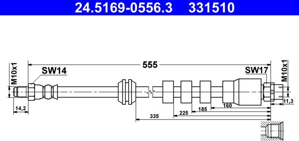 ATE 24.5169-0556.3 - Bremžu šļūtene ps1.lv