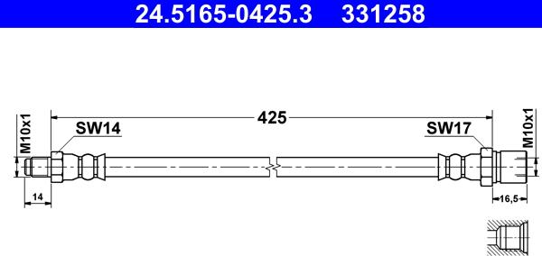 ATE 24.5165-0425.3 - Bremžu šļūtene ps1.lv