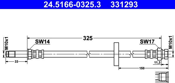 ATE 24.5166-0325.3 - Bremžu šļūtene ps1.lv