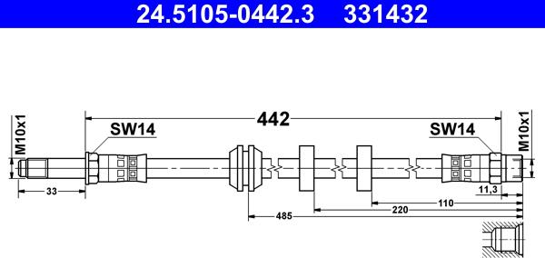 ATE 24.5105-0442.3 - Bremžu šļūtene ps1.lv