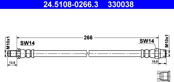 ATE 24.5108-0266.3 - Bremžu šļūtene ps1.lv