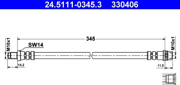 ATE 24.5111-0345.3 - Bremžu šļūtene ps1.lv