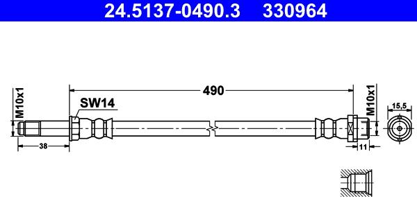 ATE 24.5137-0490.3 - Bremžu šļūtene ps1.lv