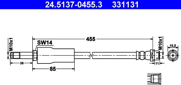 ATE 24.5137-0455.3 - Bremžu šļūtene ps1.lv