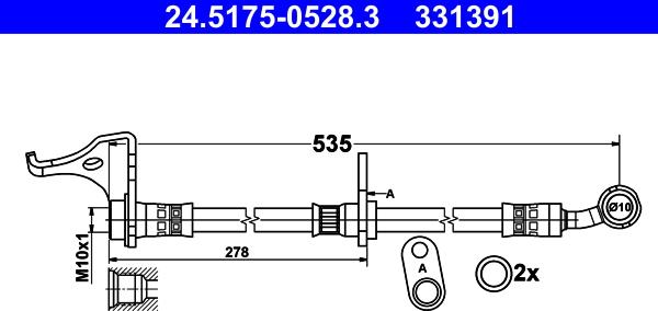 ATE 24.5175-0528.3 - Bremžu šļūtene ps1.lv