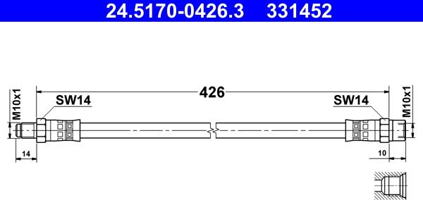 ATE 24.5170-0426.3 - Bremžu šļūtene ps1.lv