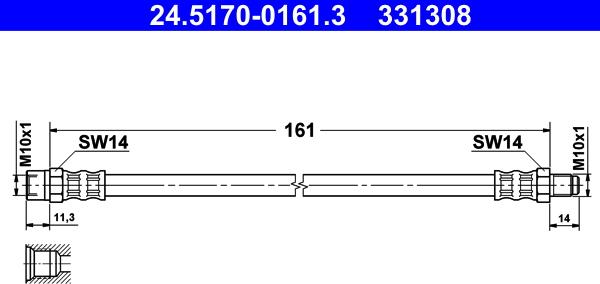 ATE 24.5170-0161.3 - Bremžu šļūtene ps1.lv