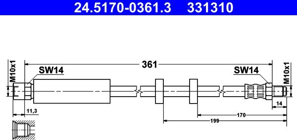 ATE 24.5170-0361.3 - Bremžu šļūtene ps1.lv