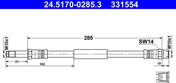 ATE 24.5170-0285.3 - Bremžu šļūtene ps1.lv