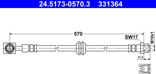 ATE 24.5173-0570.3 - Bremžu šļūtene ps1.lv