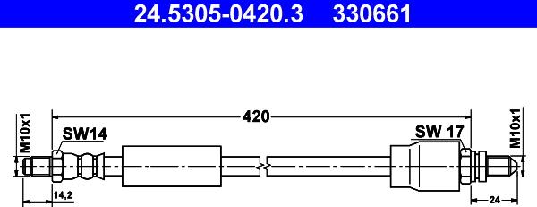 ATE 24.5305-0420.3 - Bremžu šļūtene ps1.lv