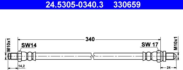 ATE 24.5305-0340.3 - Bremžu šļūtene ps1.lv