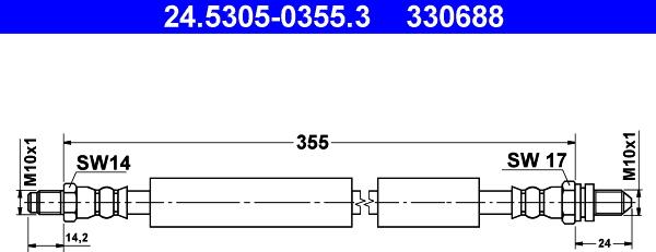 ATE 24.5305-0355.3 - Bremžu šļūtene ps1.lv