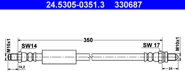 ATE 24.5305-0351.3 - Bremžu šļūtene ps1.lv