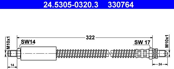 ATE 24.5305-0320.3 - Bremžu šļūtene ps1.lv