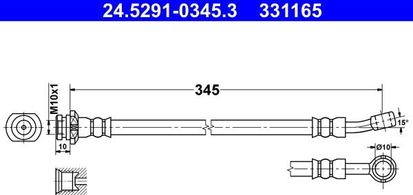 ATE 24.5291-0345.3 - Bremžu šļūtene ps1.lv