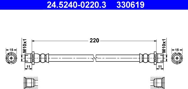 ATE 24.5240-0220.3 - Bremžu šļūtene ps1.lv