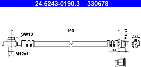 ATE 24.5243-0190.3 - Bremžu šļūtene ps1.lv