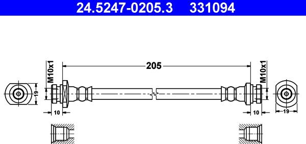 ATE 24.5247-0205.3 - Bremžu šļūtene ps1.lv