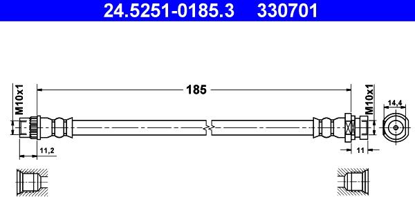 ATE 24.5251-0185.3 - Bremžu šļūtene ps1.lv