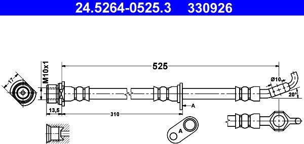 ATE 24.5264-0525.3 - Bremžu šļūtene ps1.lv