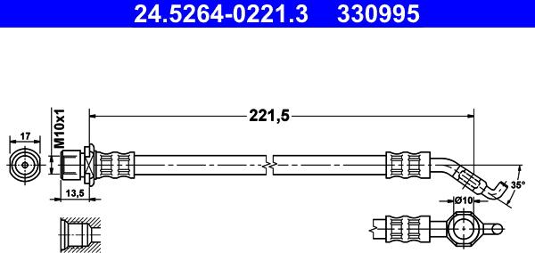 ATE 24.5264-0221.3 - Bremžu šļūtene ps1.lv