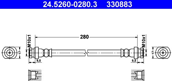 ATE 24.5260-0280.3 - Bremžu šļūtene ps1.lv