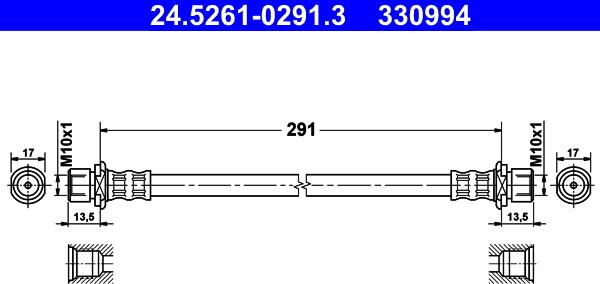 ATE 24.5261-0291.3 - Bremžu šļūtene ps1.lv