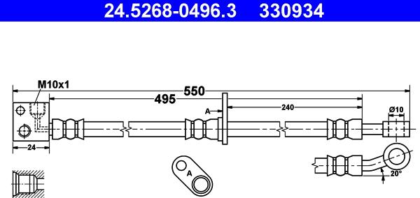 ATE 24.5268-0496.3 - Bremžu šļūtene ps1.lv