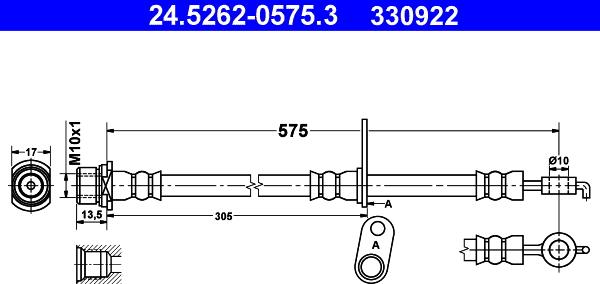 ATE 24.5262-0575.3 - Bremžu šļūtene ps1.lv