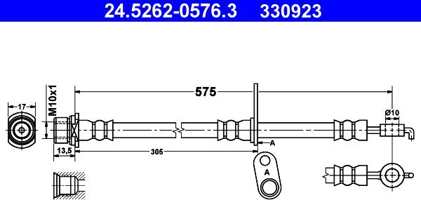 ATE 24.5262-0576.3 - Bremžu šļūtene ps1.lv