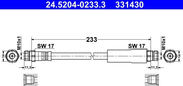 ATE 24.5204-0233.3 - Bremžu šļūtene ps1.lv