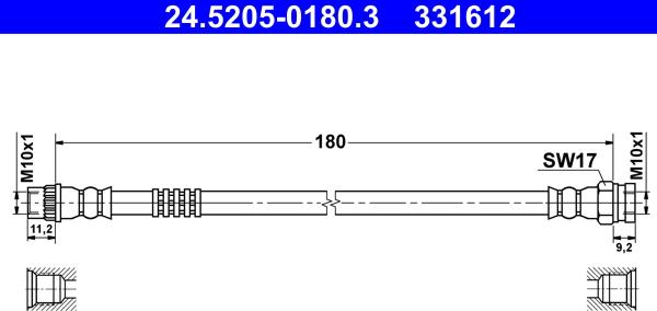 ATE 24.5205-0180.3 - Bremžu šļūtene ps1.lv