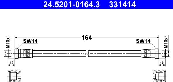 ATE 24.5201-0164.3 - Bremžu šļūtene ps1.lv