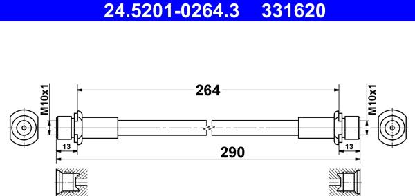 ATE 24.5201-0264.3 - Bremžu šļūtene ps1.lv