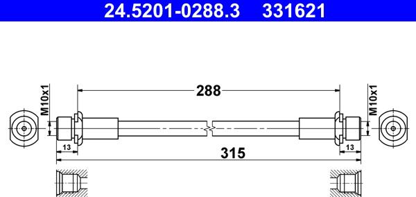 ATE 24.5201-0288.3 - Bremžu šļūtene ps1.lv