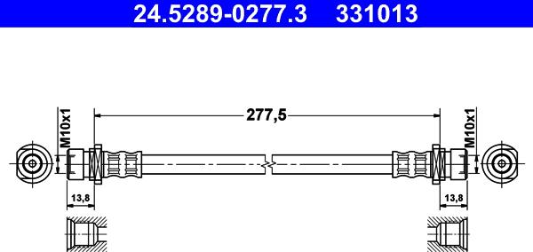 ATE 24.5289-0277.3 - Bremžu šļūtene ps1.lv