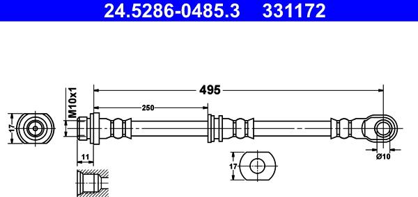ATE 24.5286-0485.3 - Bremžu šļūtene ps1.lv