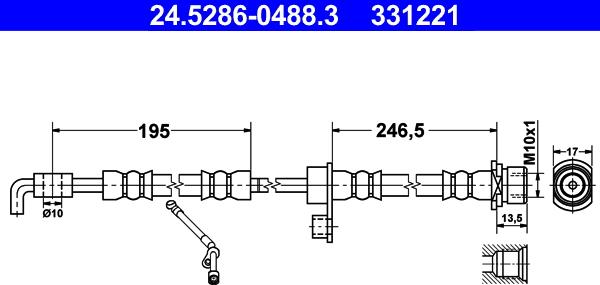 ATE 24.5286-0488.3 - Bremžu šļūtene ps1.lv