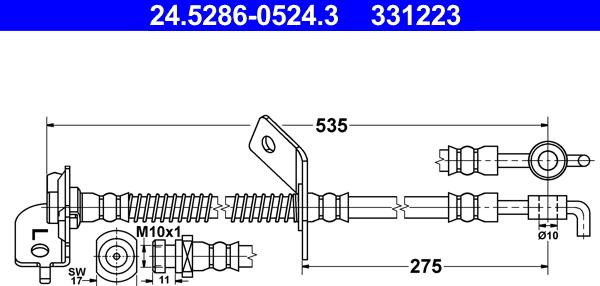 ATE 24.5286-0524.3 - Bremžu šļūtene ps1.lv