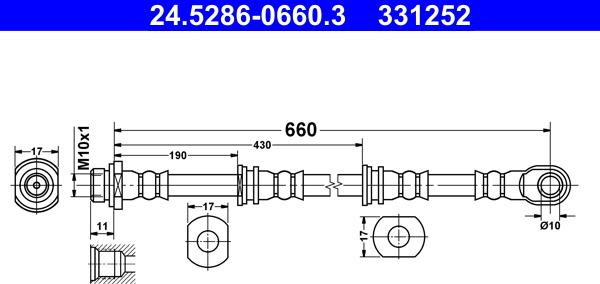 ATE 24.5286-0660.3 - Bremžu šļūtene ps1.lv