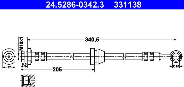 ATE 24.5286-0342.3 - Bremžu šļūtene ps1.lv