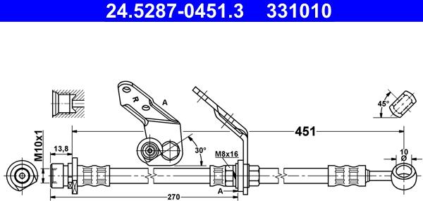 ATE 24.5287-0451.3 - Bremžu šļūtene ps1.lv