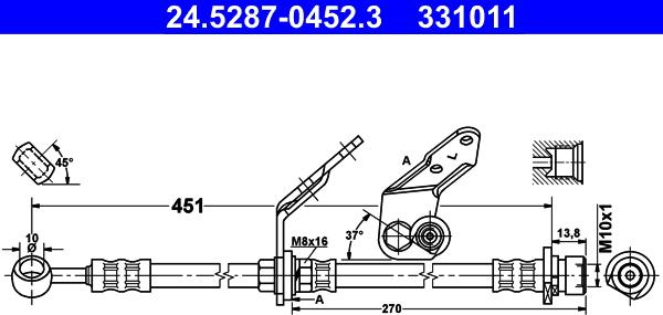 ATE 24.5287-0452.3 - Bremžu šļūtene ps1.lv