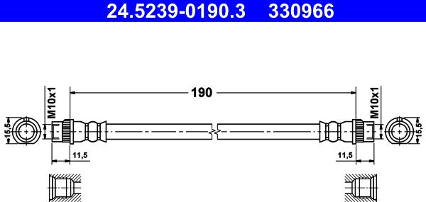 ATE 24.5239-0190.3 - Bremžu šļūtene ps1.lv